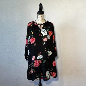 Old Navy Black Floral Dress with Slip - M